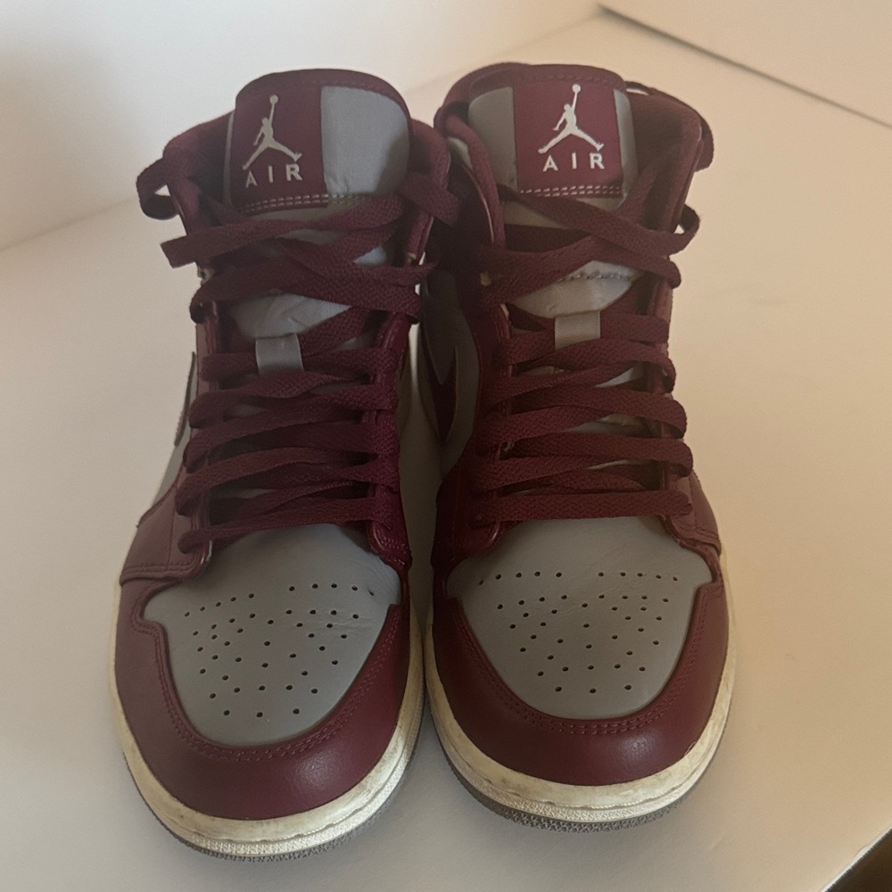 Jordan Men's Burgundy and Gray Sneakers - Picture 3 of 7